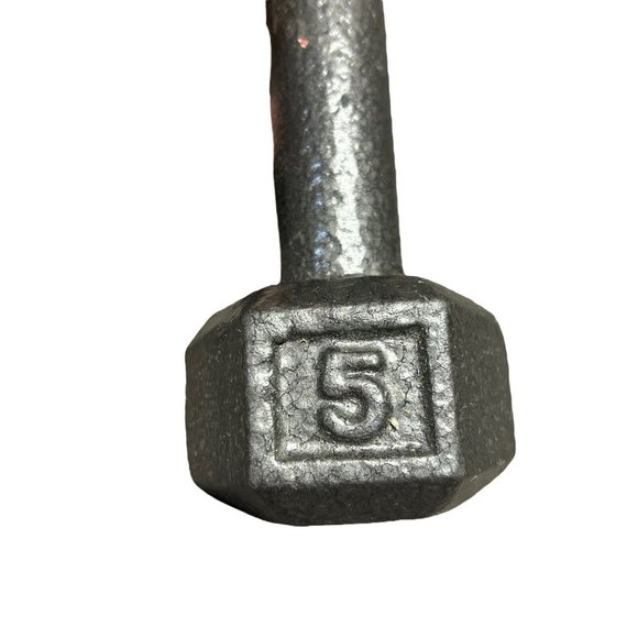 Vintage 5 lb Hex Weight Cast Iron Dumbbells Free Hand Weight Pair = 10 Pounds - Picture 3 of 5